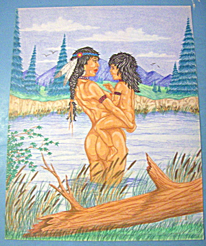 Indian Summer Original Nude Fantasy Drawing J. C. Pond