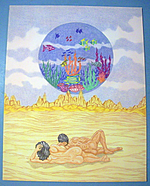 Ocean In The Air - Original Nude Fantasy Drawing
