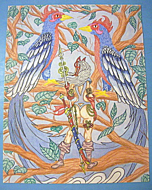 Birds Of Paradise - Original Nude Fantasy Drawing