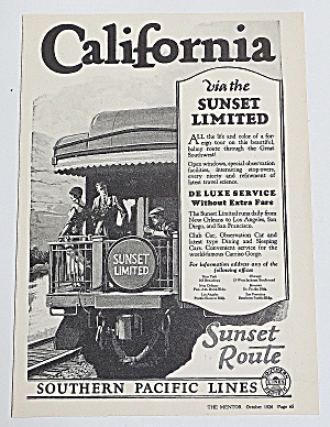 1926 Southern Pacific Lines With Sunset Route