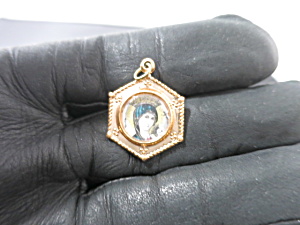 Vintage Lady Of Mount Carmel Infant Child Jesus Pendant Medal