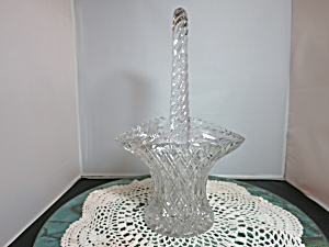 Vintage Brides Basket Diamond Etched Flower Rope Handle 12 Inch