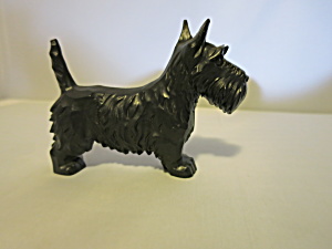 Black Scottie Dog Scottish Terrier Figurine Hard Carved Plastic