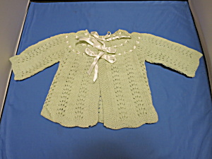 Baby Sweater Hand Knitted Pima Sage Green Vintage 1940s