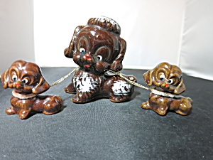Vintage Japan Red Clay Dog Puppy Figurine Set Of 3
