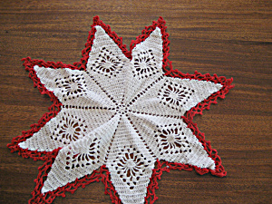 Red And White Star Doily